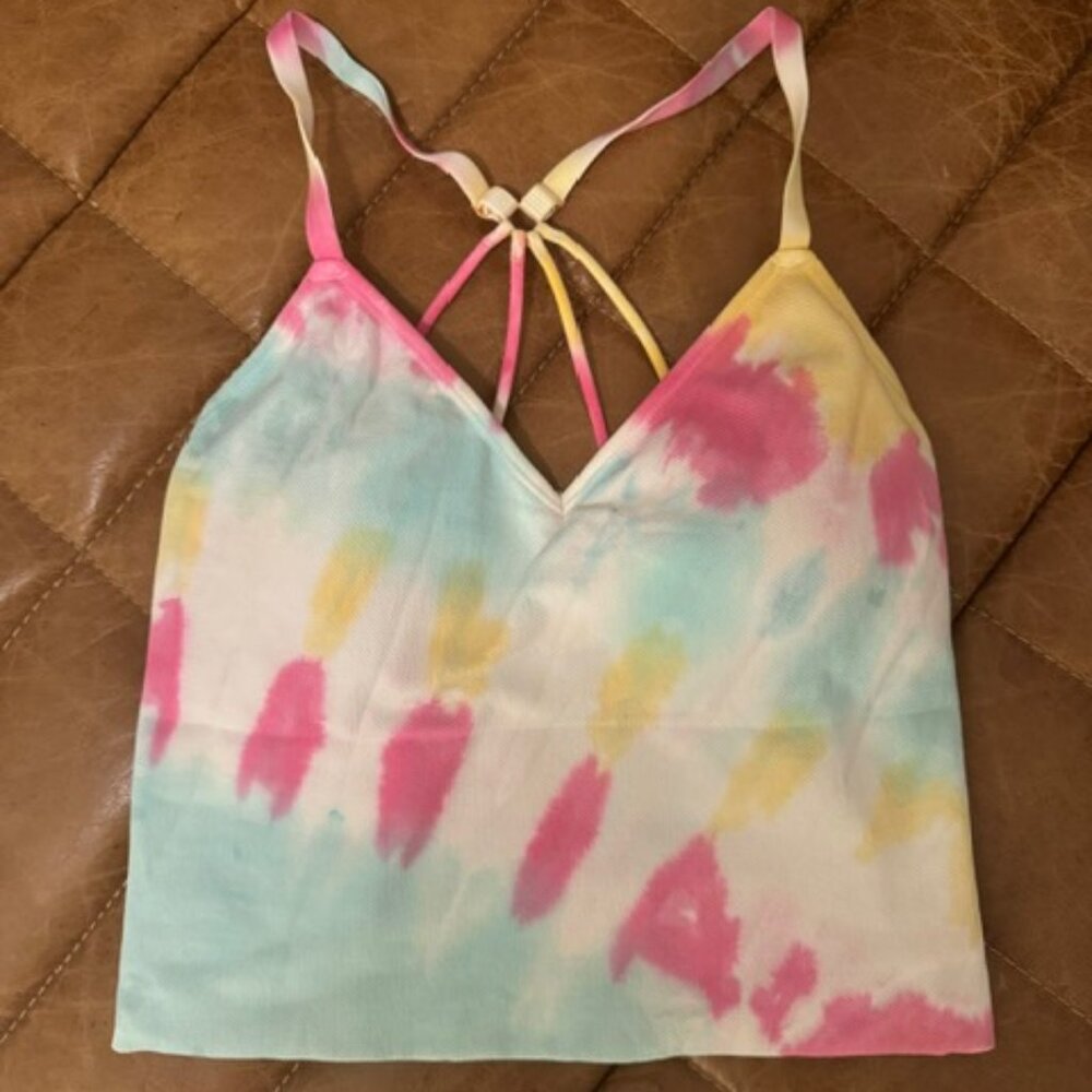 Cropped tie die workout top - Avocado